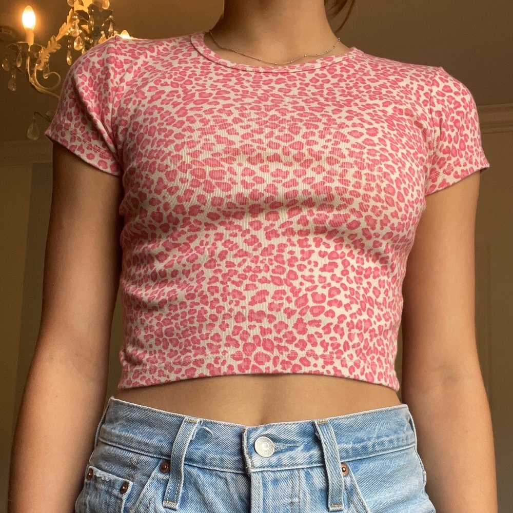 Brandy Melville Cheetah Print Baby Tee